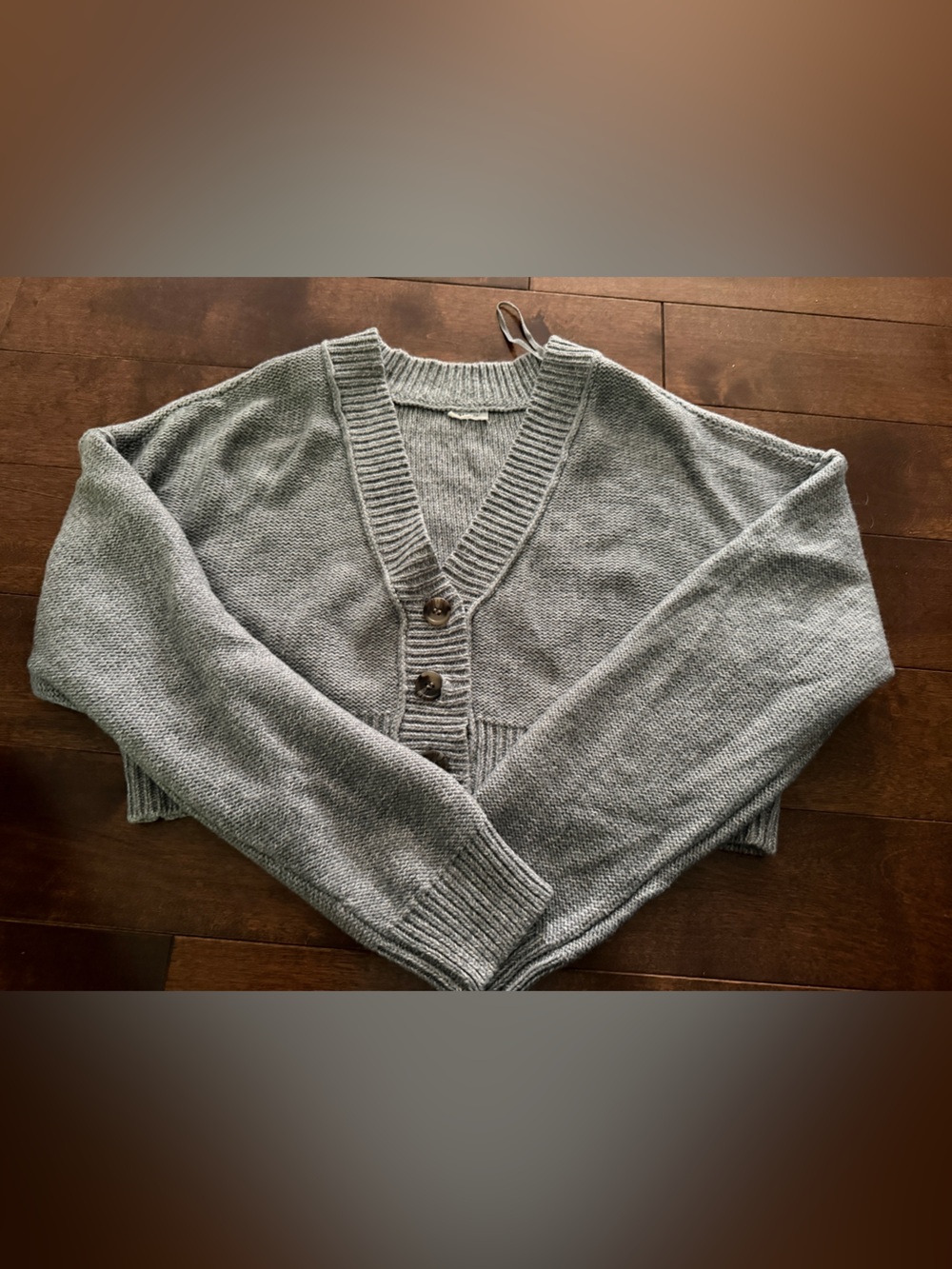 GARAGE Light Gray V-Neck Two-Button Cardigan Size Small